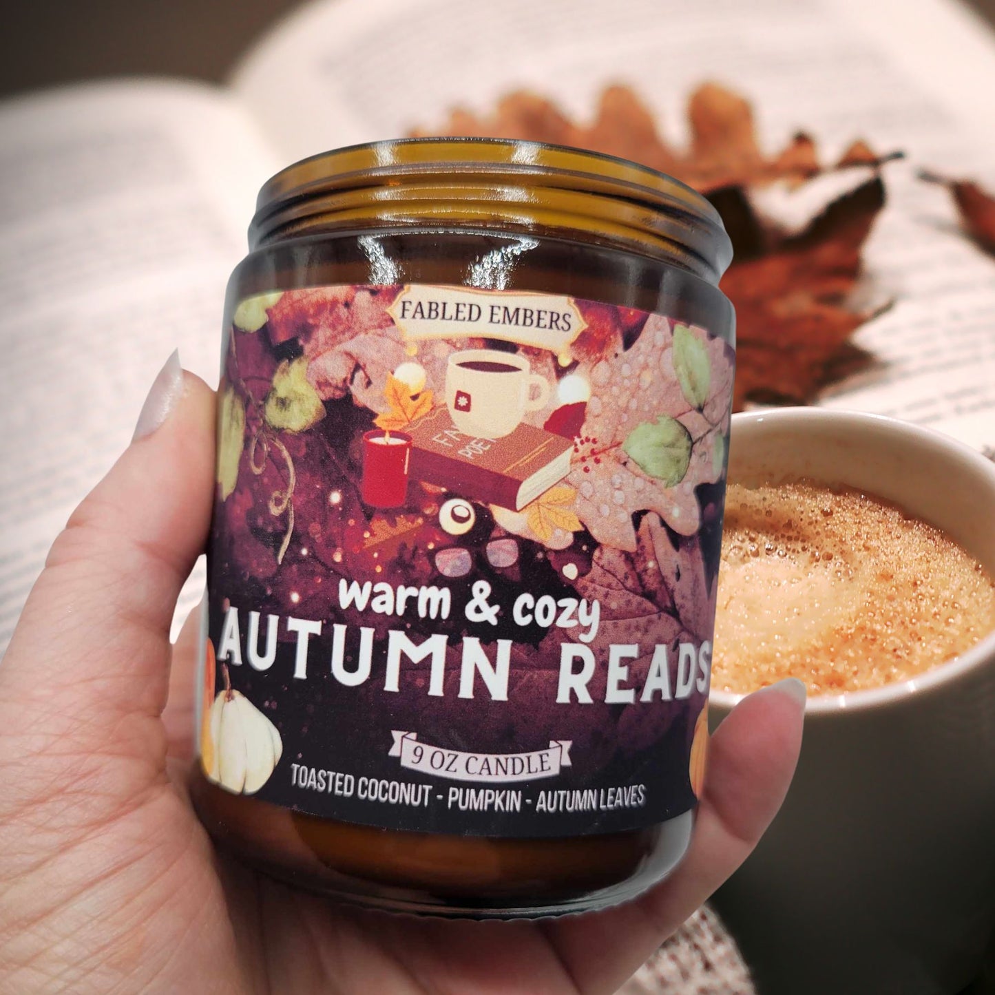AUTUMN READS -- coconut + pumpkin + fallen leaves