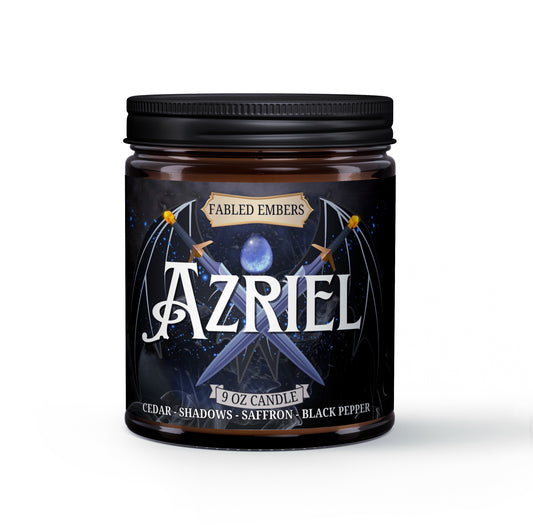AZRIEL the SHADOWSINGER inspired by acotar Coconut soy wax candle smells like saffron and cedar and shadows
Officially Licensed SJM ACOTAR