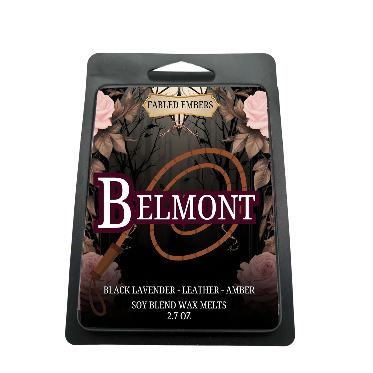 BELMONT Trevor castlevania inspired wax melt in black matte clamshell 2.7oz
Scent: dark lavender, amber, salt, wood, hint of lemon, leather