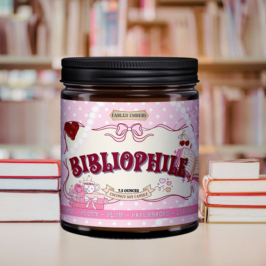 BIBLIOPHILE -- peach + leather + peony