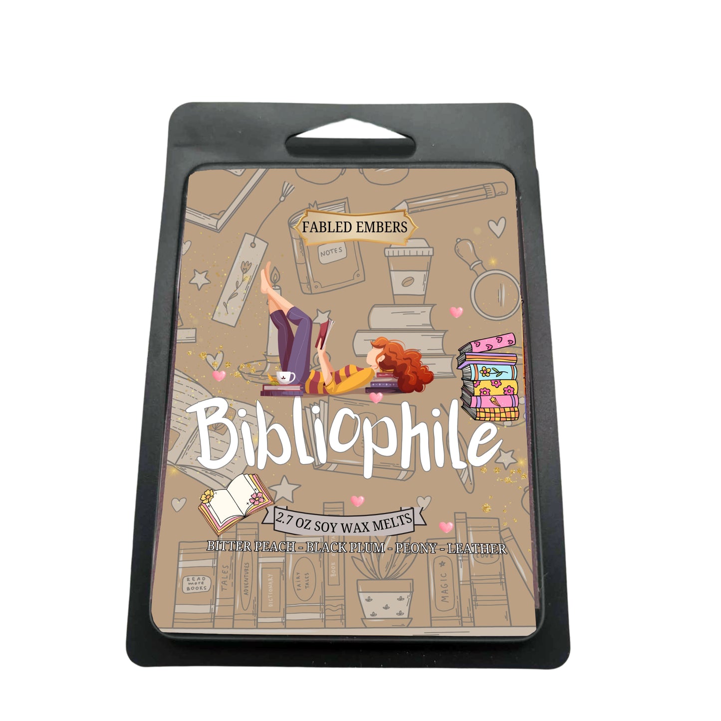 BIBLIOPHILE -- peach + leather + peony