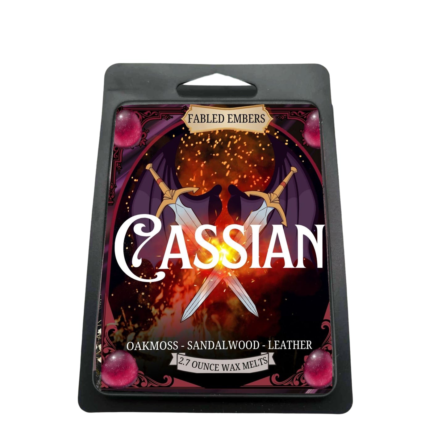 CASSIAN smells like a sexy bat boy from the Night Court. Oakmoss, leather, peppercorns, and sandalwood. Bookish Wax melts