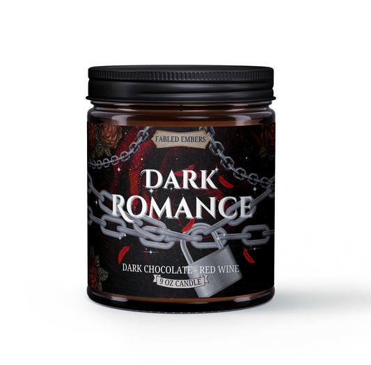 Dark Romance Candle smells like red wine and dark chocolate, for book lovers,9 ounce coconut soy candle