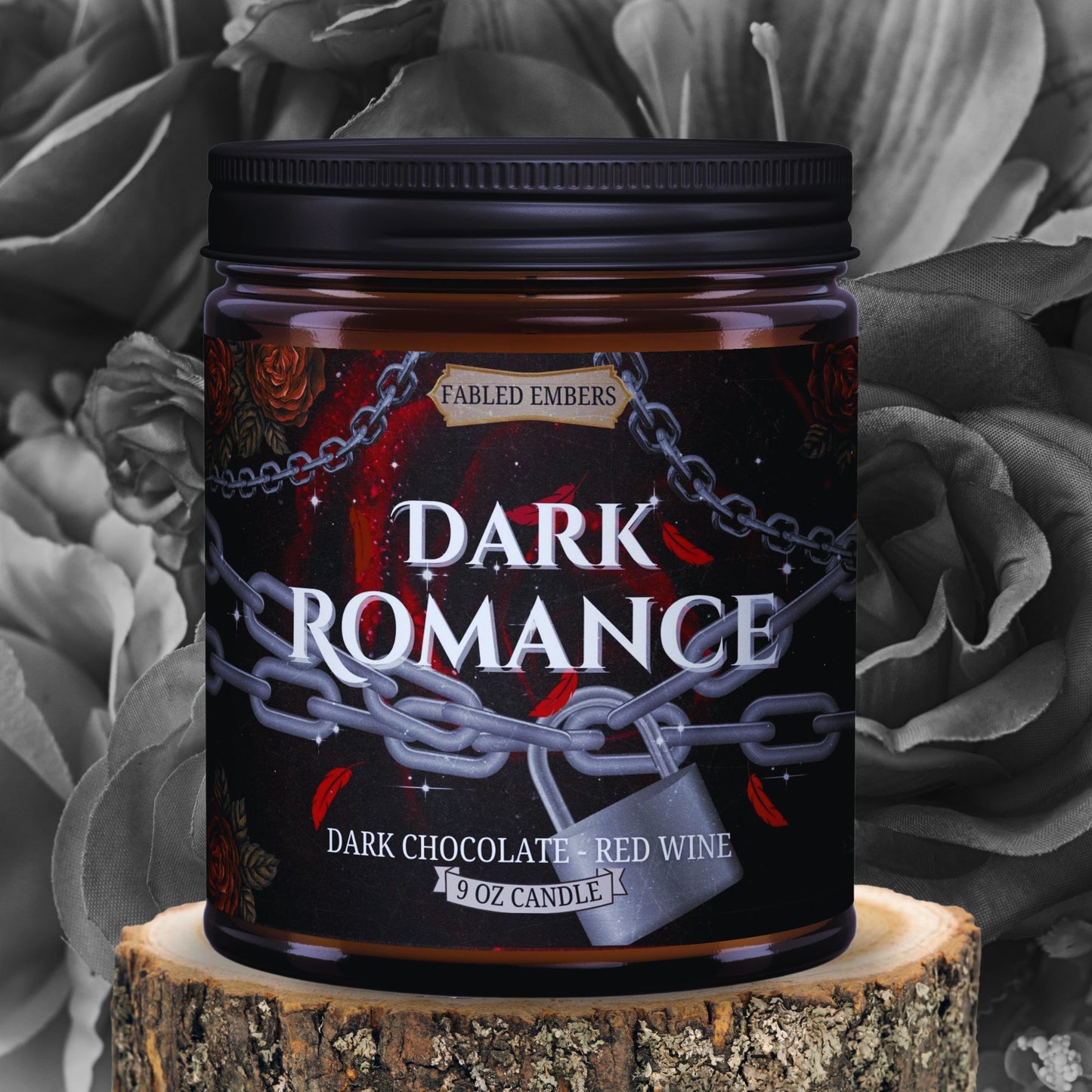 Dark Romance Candle smells like red wine and dark chocolate, for book lovers,9 ounce coconut soy candle