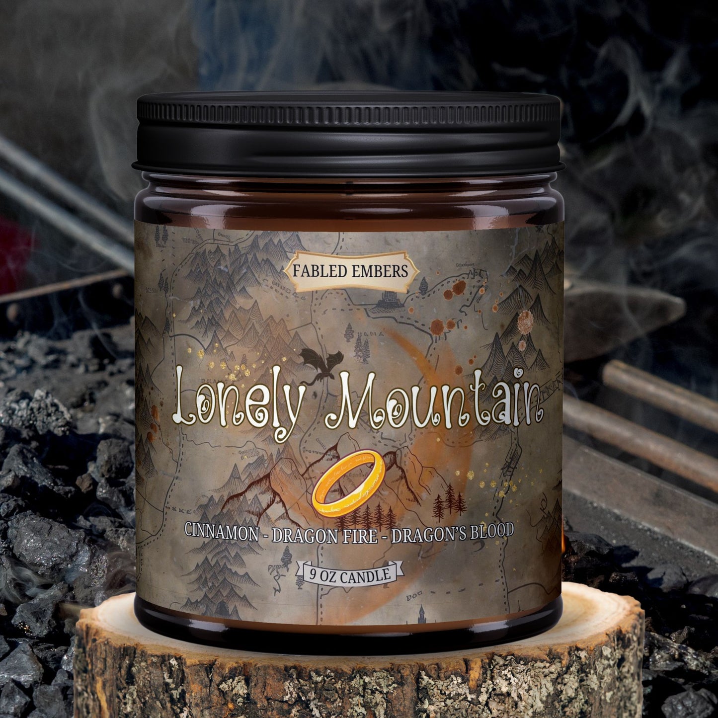 LONELY MOUNTAIN smells like dragon's blood and cinnamon and incense. middle earth fans adventure candle