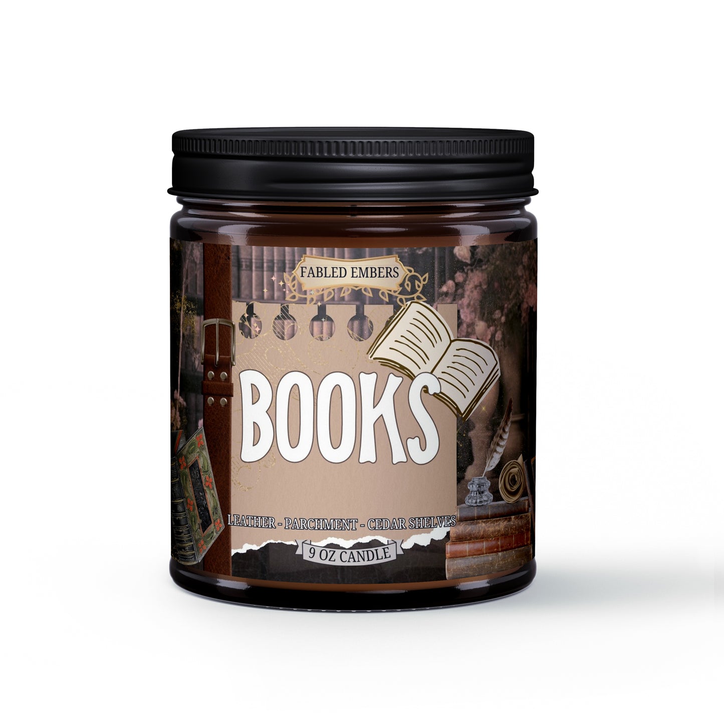 9 ounce coconut soy candle BOOKS smells like old books