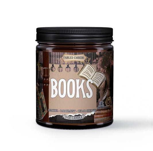 9 ounce coconut soy candle BOOKS smells like old books