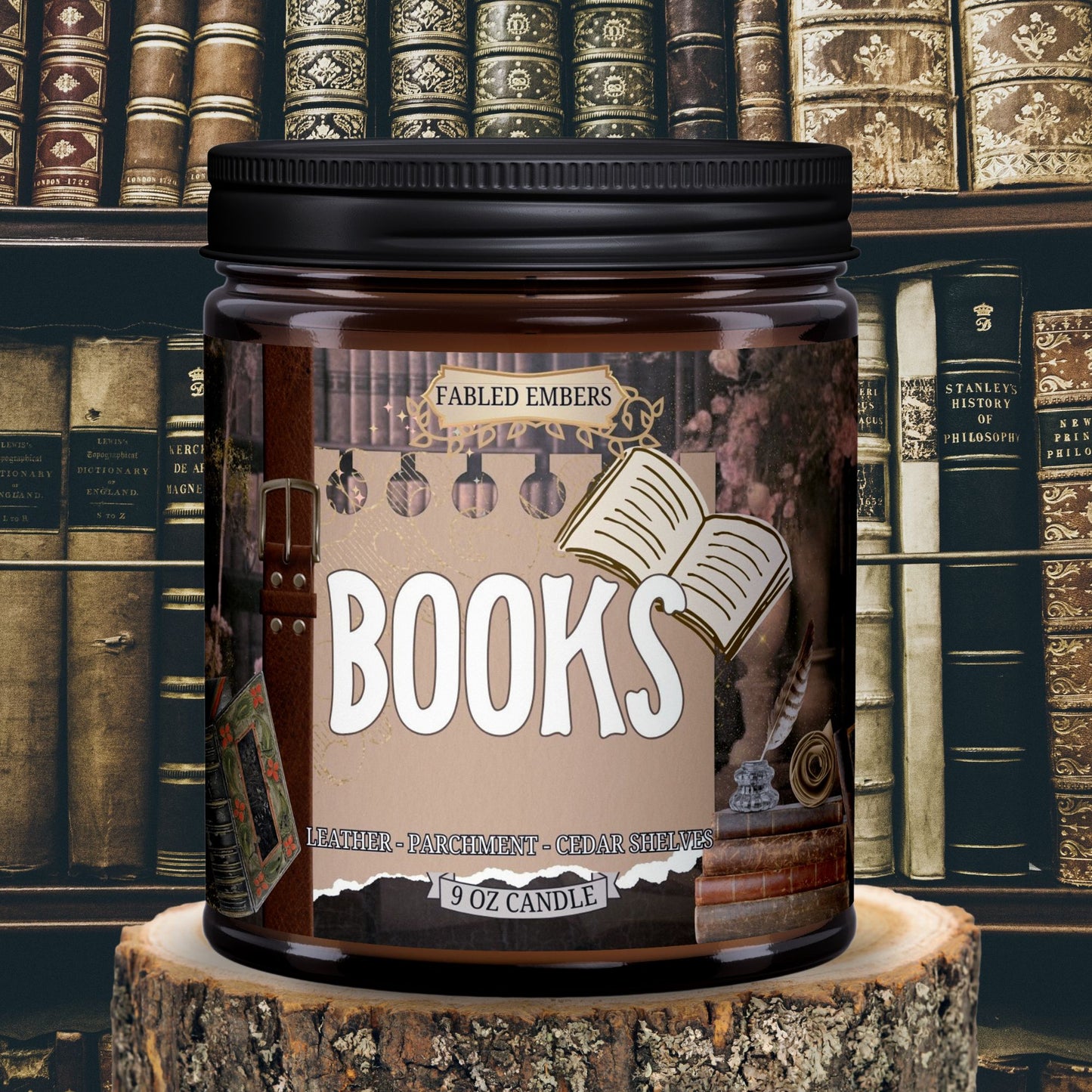 9 ounce coconut soy candle BOOKS smells like old books