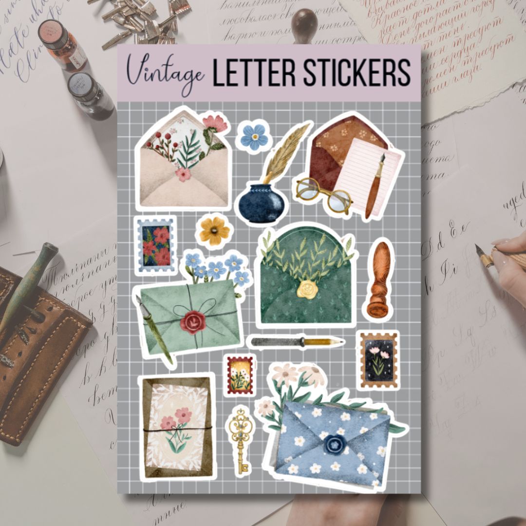VINTAGE LETTERS Sticker Sheet