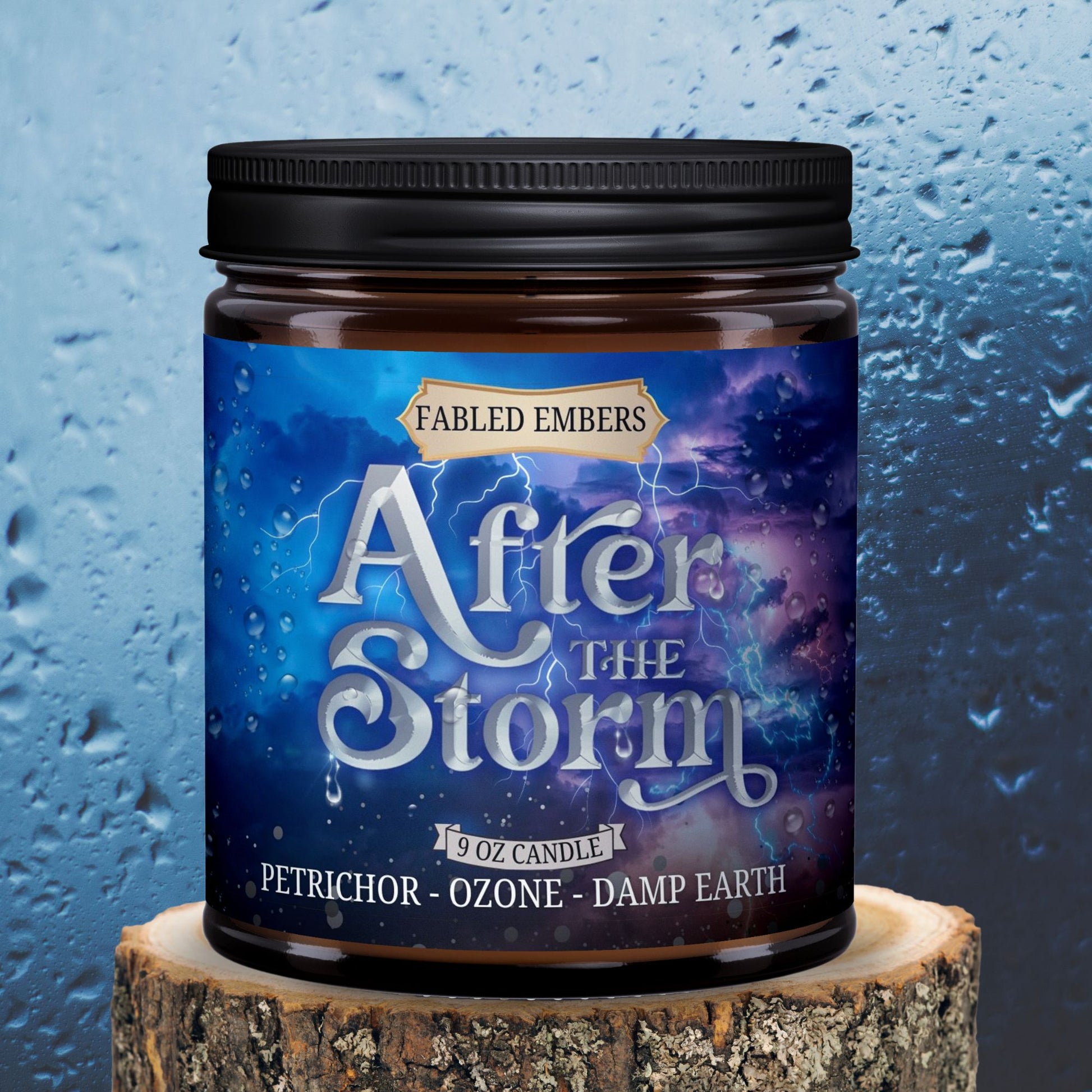 Afternoon Storm smells like petrichor and rain and damp earth, 9 ounce coconut soy candle