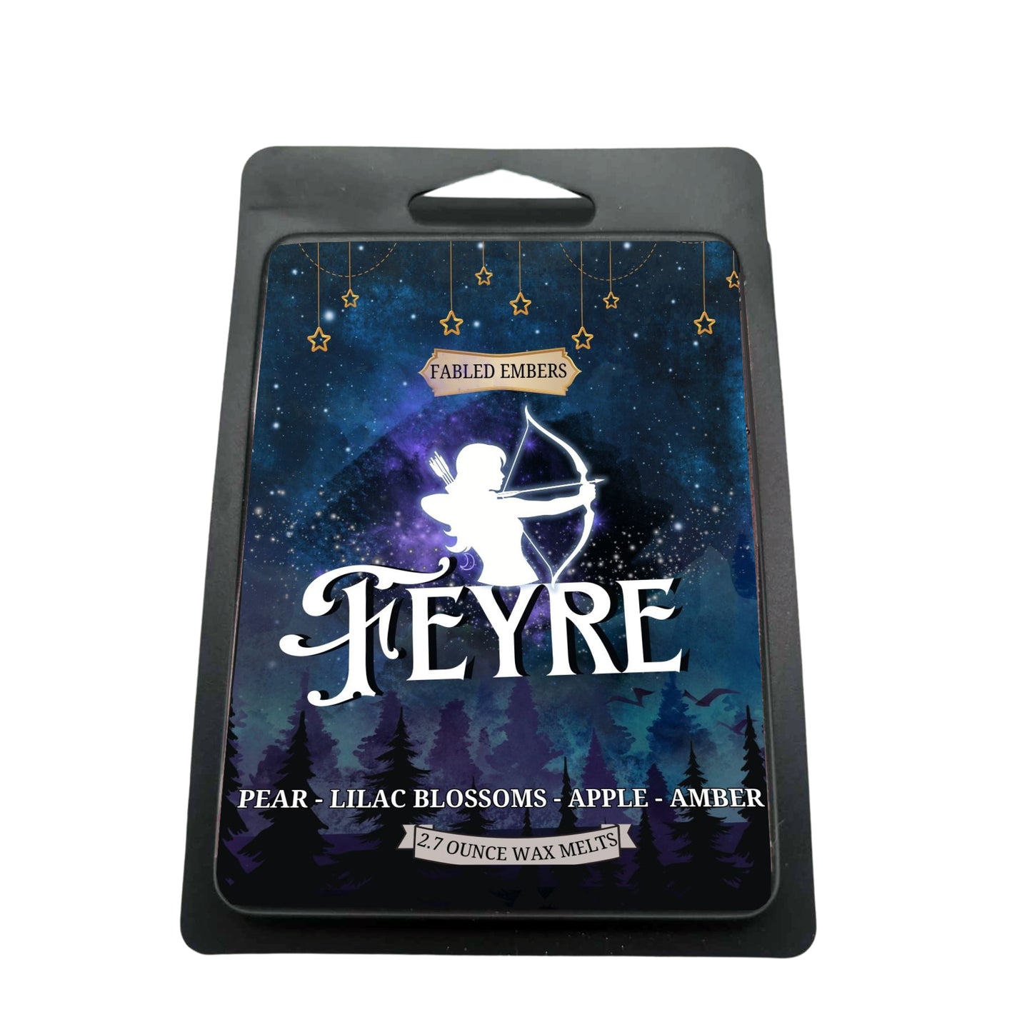 Feyre wax melt packaging with a fantasy design on a white background